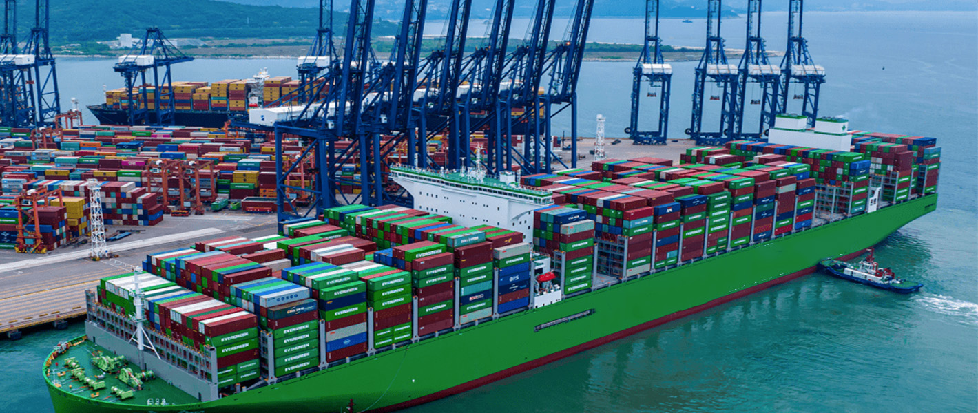 Containerschiff am Hafen